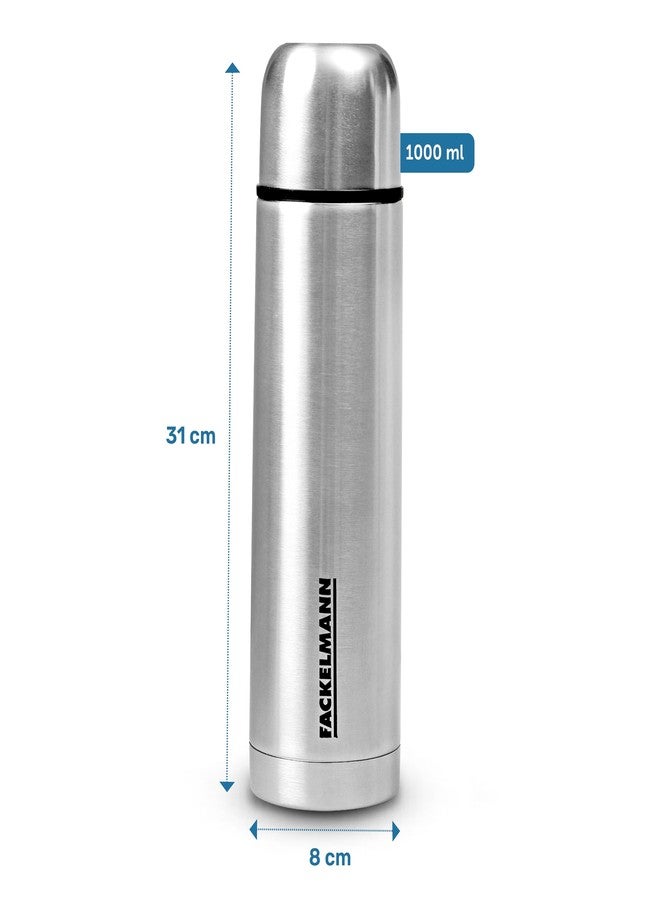 Fackelmann Sip Up Stainless Steel Premium Finish Insulated Water Bottle 1000ml Silver | Sleek Design | 304 Durable Stainless Steel Inside Out | Easy Slip Sipper | Triple-Layer Technology - Image 3